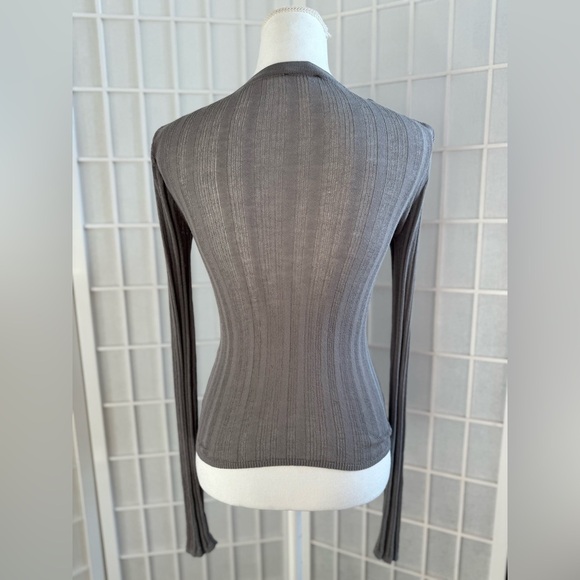 Zara Charcoal Ribbed Women's Long Sleeve Top | SMALL 🔥CLEAR THE CLOSET - Picture 4 of 4